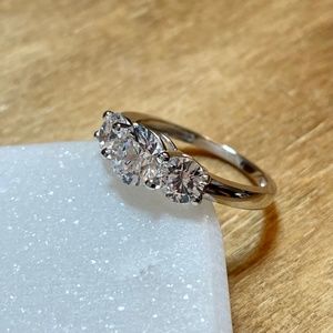 Stunning 14K White Gold Cubic Zirconia Engagement Style Ring
